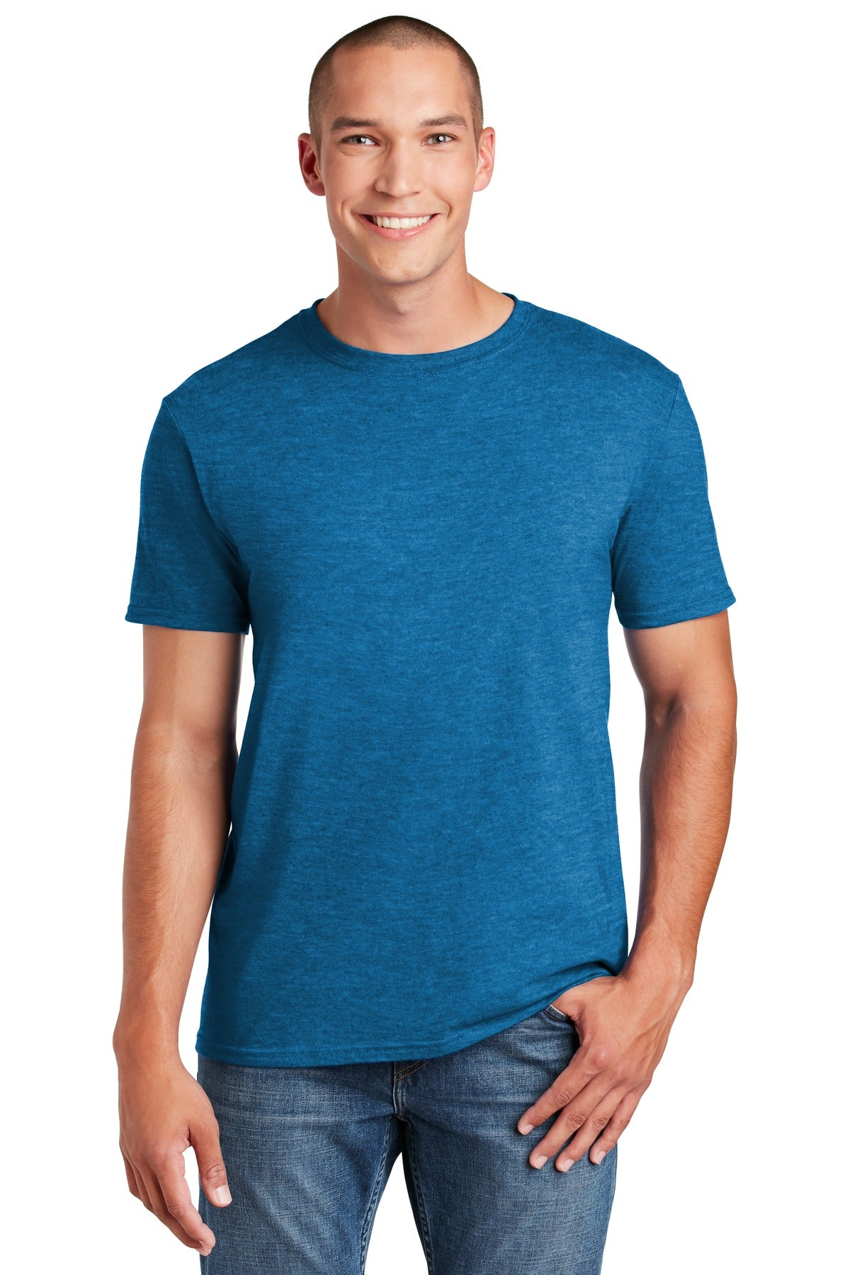 Front View of Antqu Sapphire Gildan Softstyle T-Shirt. 64000