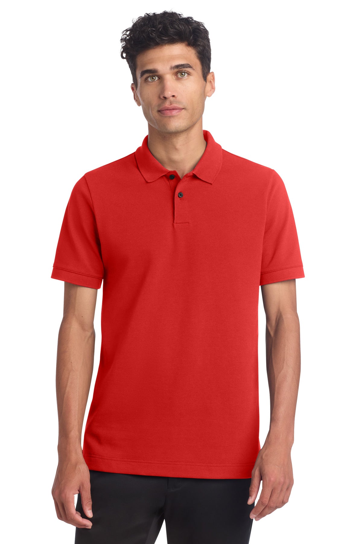 Front View of AppleRed Mercer+Mettle Stretch Heavyweight Pique Polo MM1000