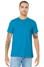 Front View of Aqua BELLA+CANVAS Unisex Jersey Short Sleeve Tee. BC3001