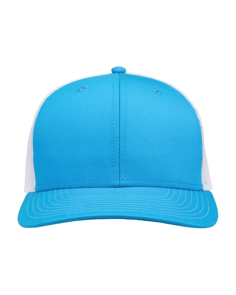 Front View of Aqua Blue/ White Everyday Trucker Cap - GB452E