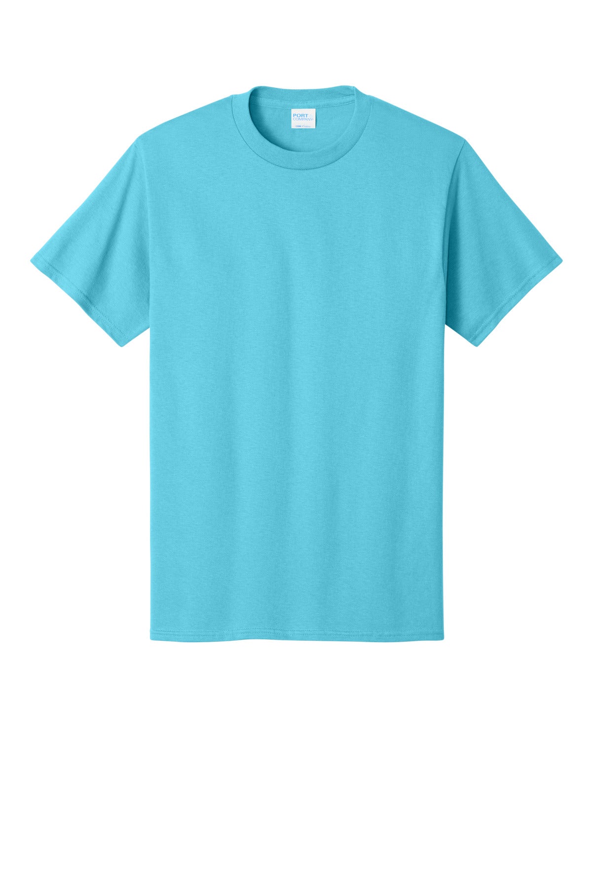 Front View of Aquatic Blue Port & Co Core Cotton Tee. PC54