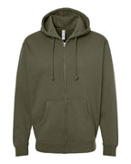 Front View of Army Heavyweight Full-Zip Hooded Sweatshirt - IND4000Z
