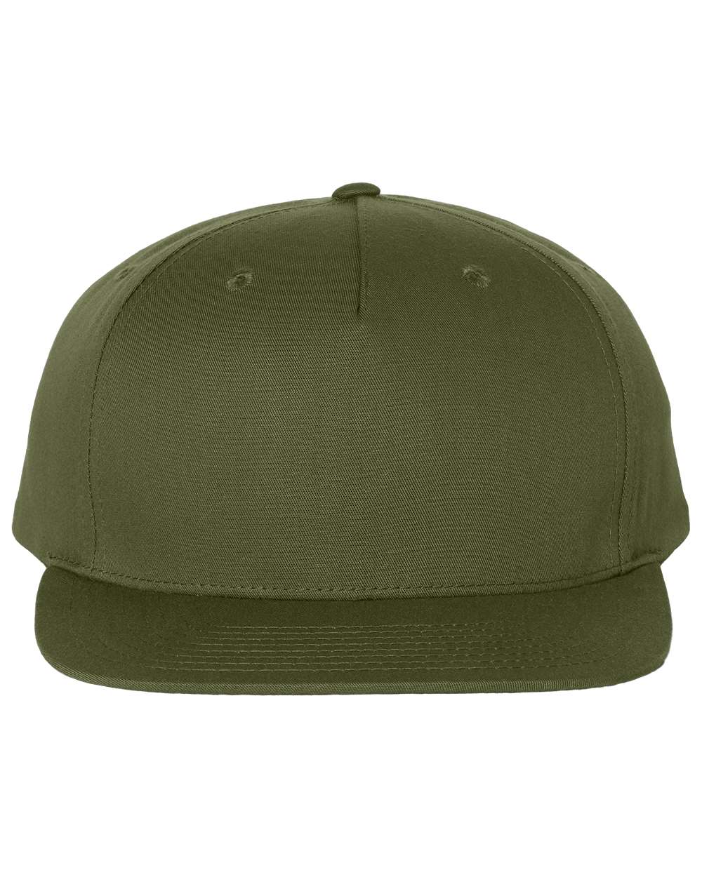 Front View of Army Olive Pinch Front Structured Snapback Trucker Cap - 255