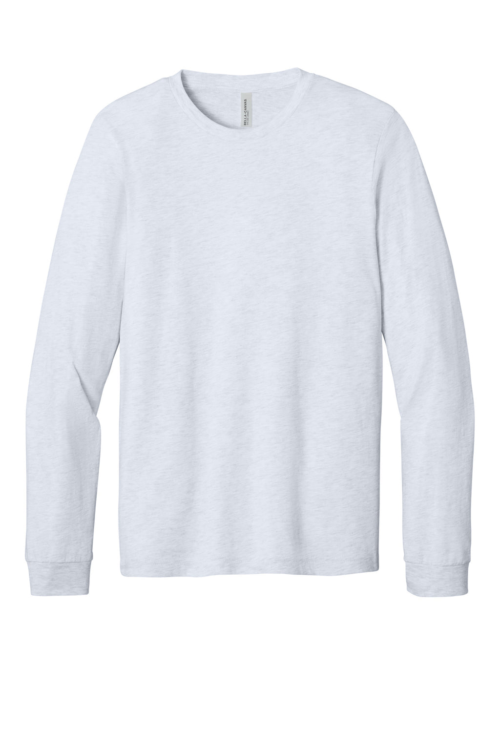 Front View of Ash BELLA+CANVAS Unisex Jersey Long Sleeve Tee. BC3501