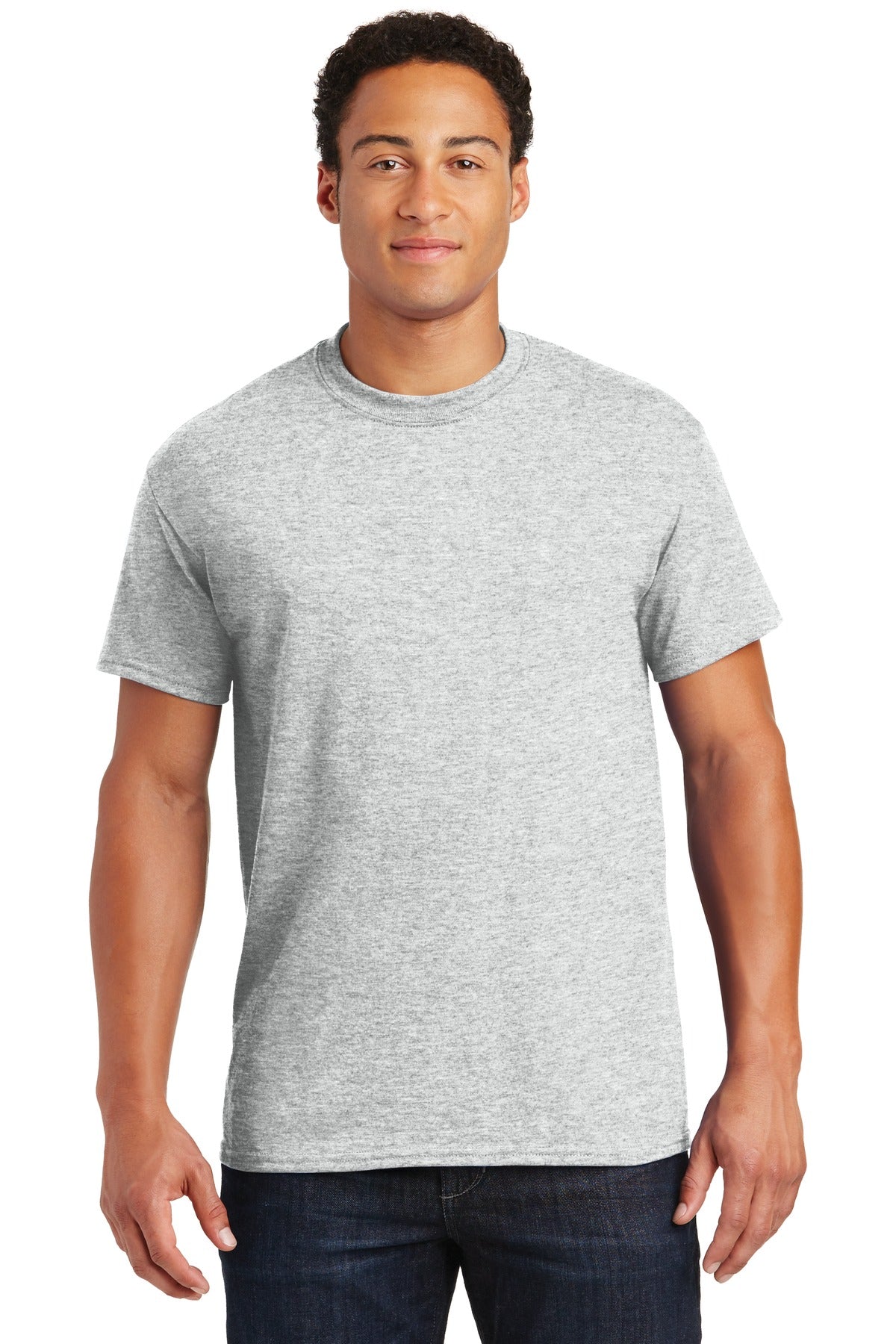 Front View of Ash Gildan DryBlend 50 Cotton/50 Poly T-Shirt. 8000