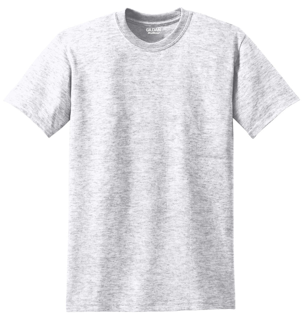 Front View of Ash Gildan DryBlend 50 Cotton/50 Poly T-Shirt. 8000