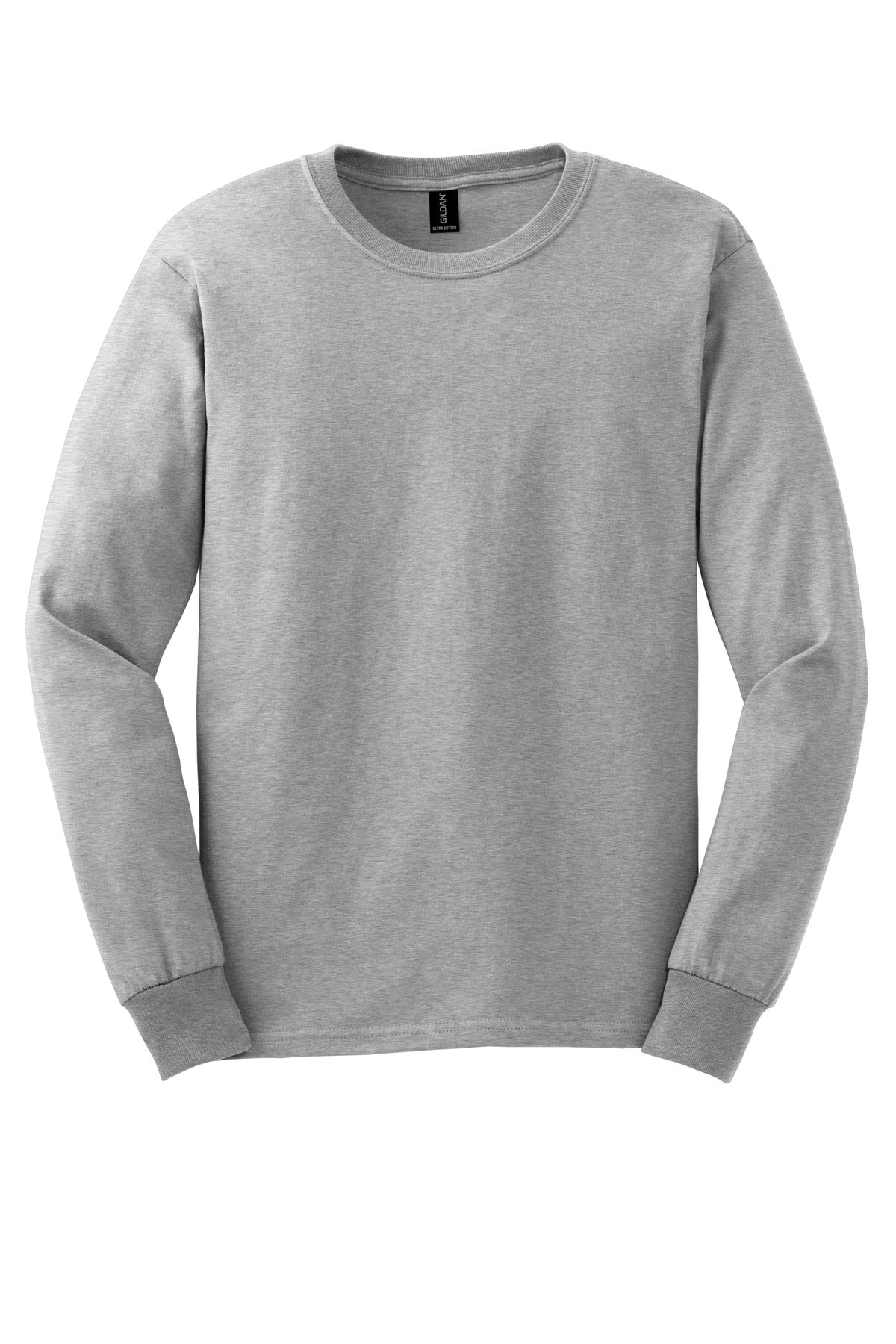 Front View of Ash Gildan - Ultra Cotton 100% US Cotton Long Sleeve T-Shirt. G2400