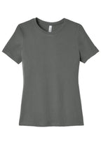 Front View of Asphalt BELLA+CANVAS Women's Relaxed Jersey Short Sleeve Tee. BC6400