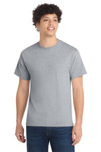 Front View of Ath Heather Port & Co Core Cotton Tee. PC54