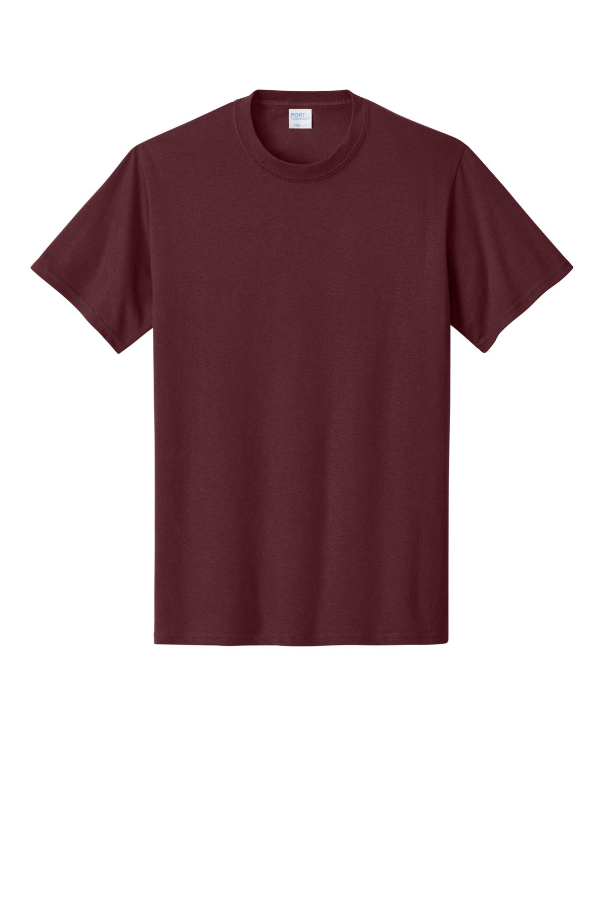 Front View of Ath Maroon Port & Co Core Cotton Tee. PC54