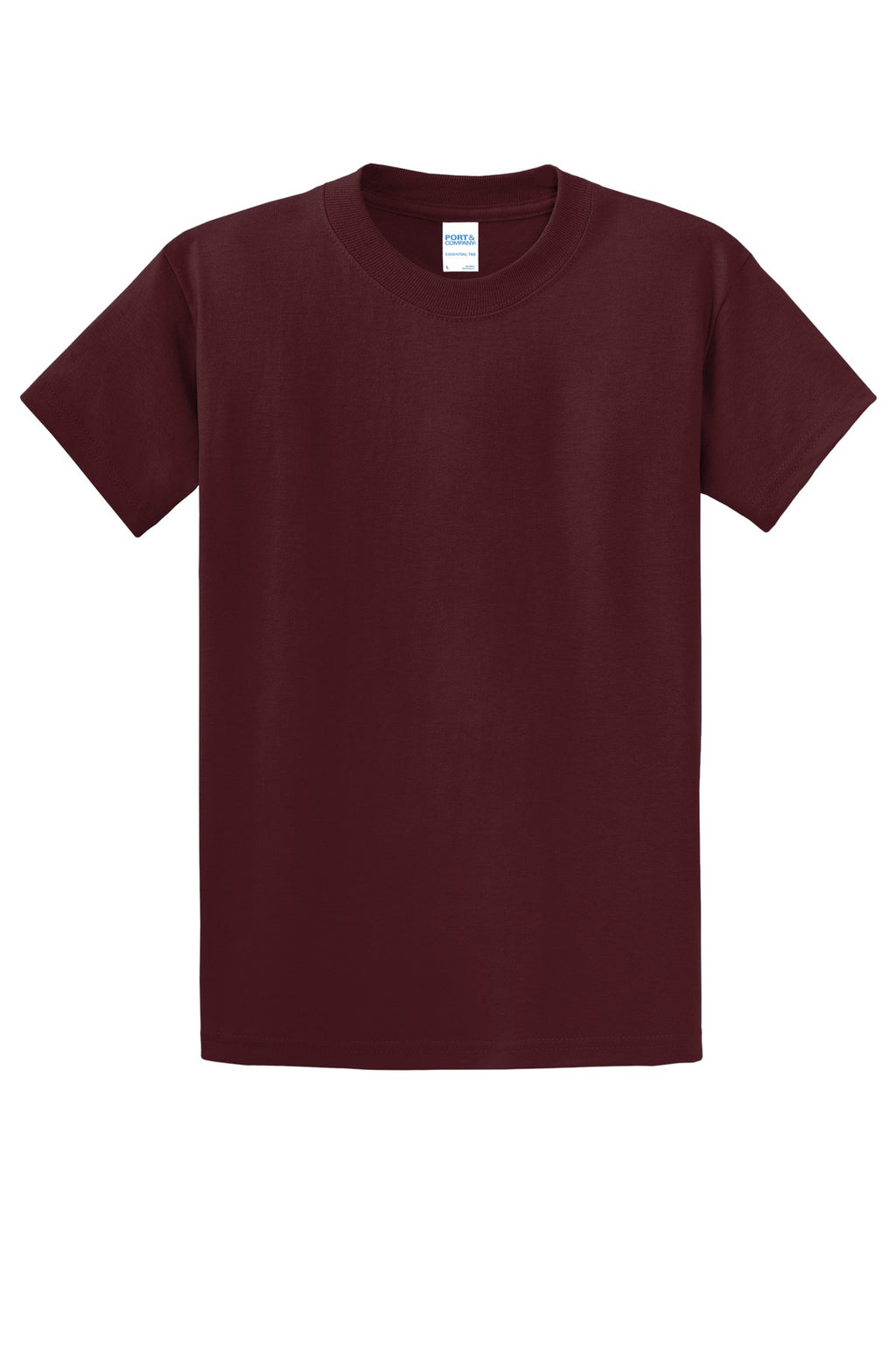 Front View of Ath. Maroon Port & Co Essential Tee. PC61
