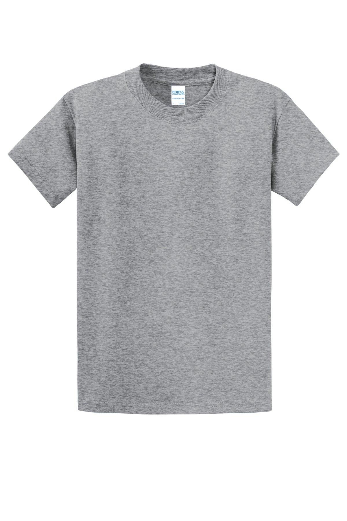 Front View of Athletic Hthr Port & Co Essential Tee. PC61