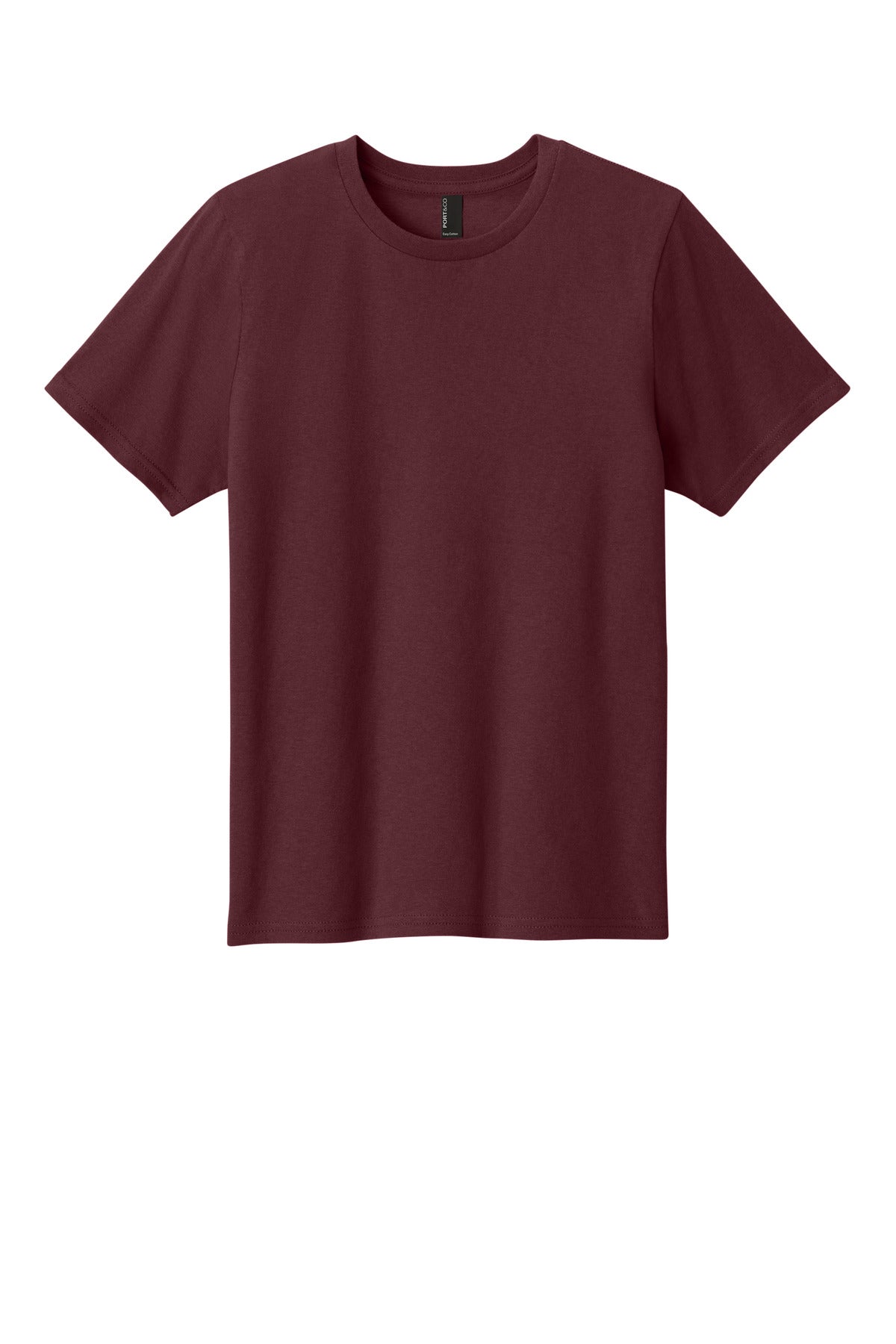 Front View of AthlMaroon Port & Co Youth Easy Cotton Tee PC43Y