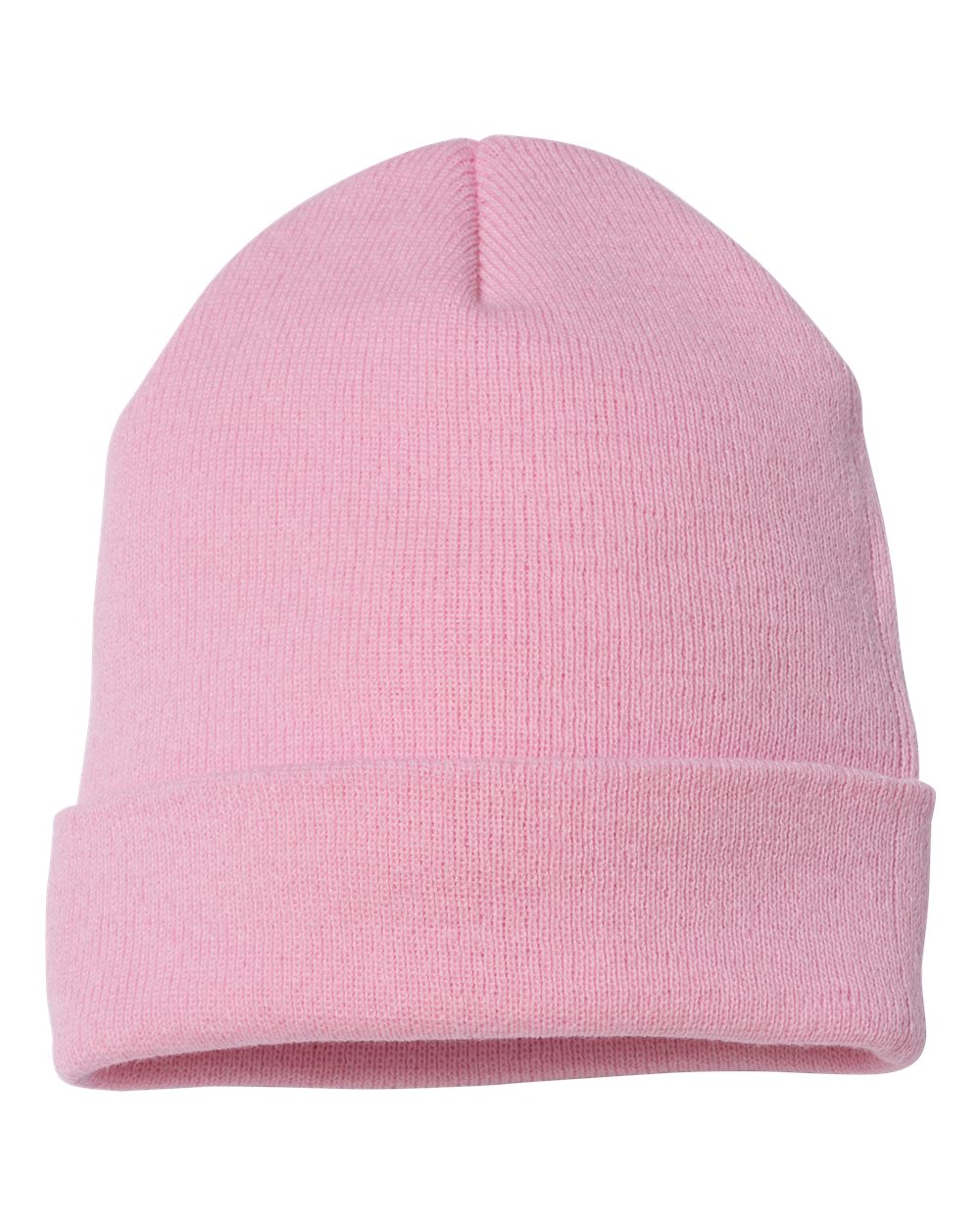 Front View of Baby Pink Cuffed Beanie - 1501KC