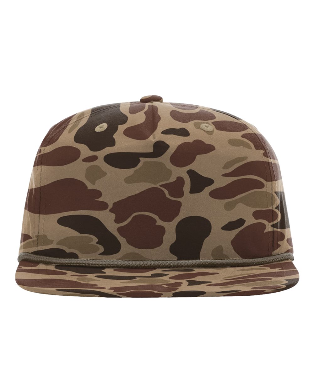 Front View of Bark Duck Camo/ Brown Printed Umpqua Gramps Cap - 256P