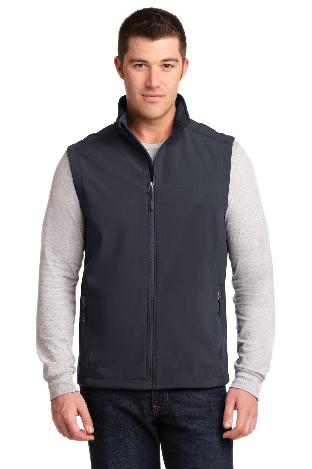 Front View of Batlshp Grey Port Authority Core Soft Shell Vest. J325