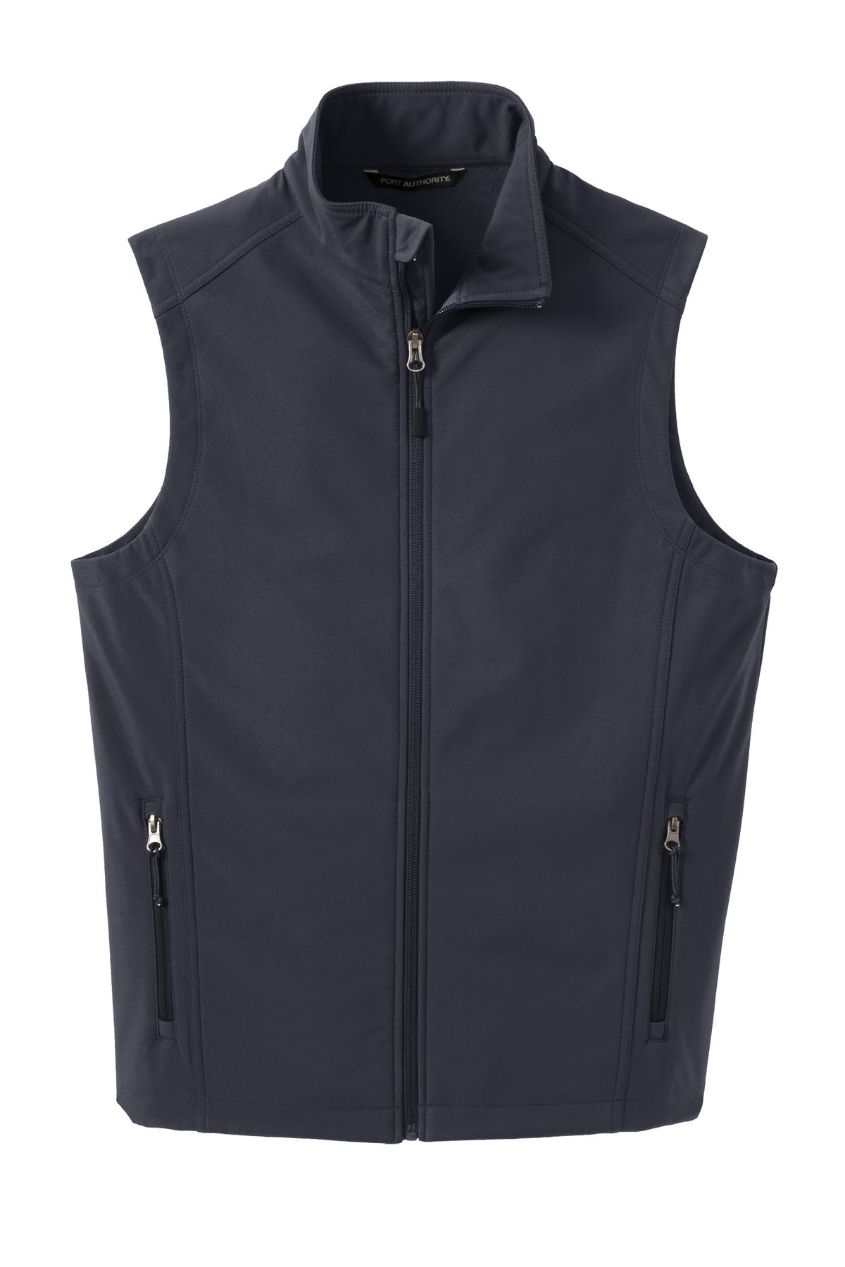 Front View of Batlshp Grey Port Authority Core Soft Shell Vest. J325