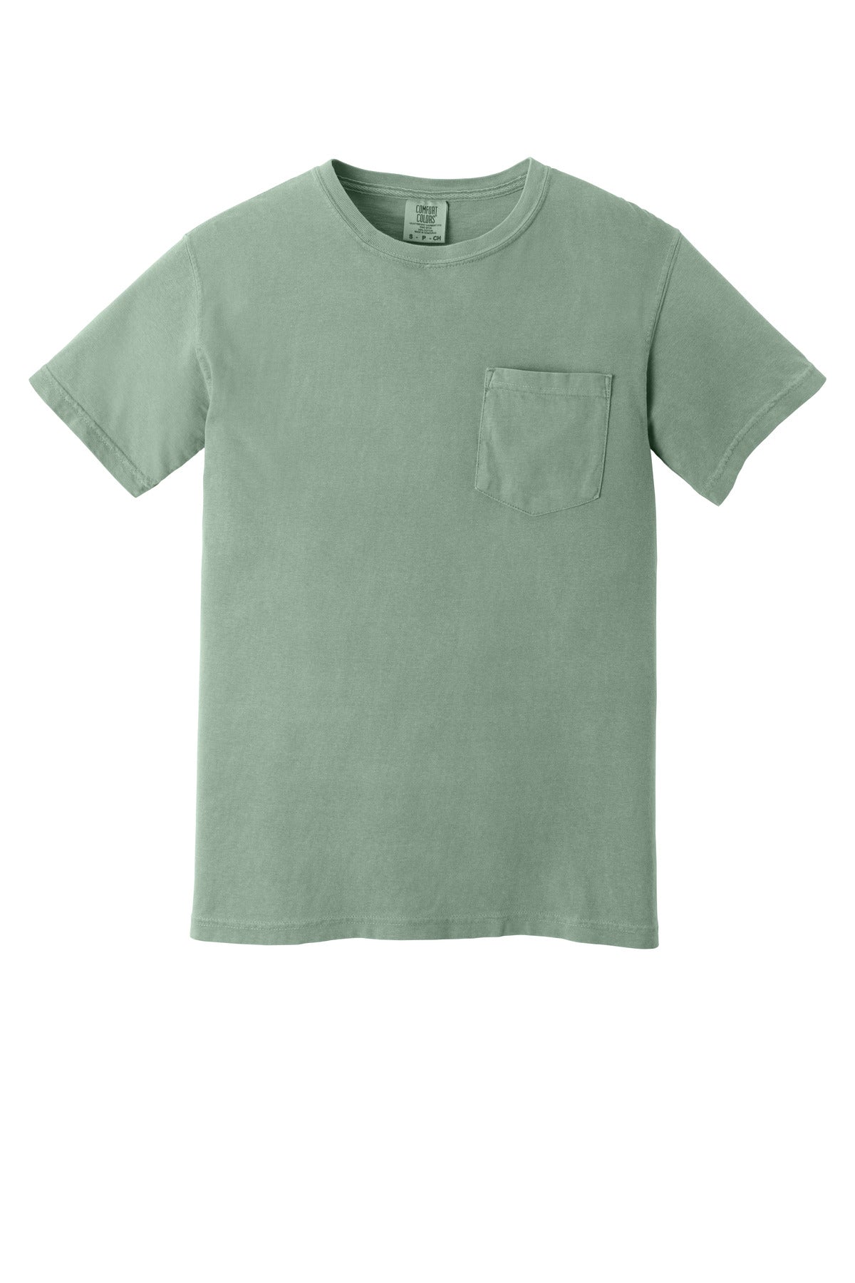 Front View of Bay COMFORT COLORS Heavyweight Ring Spun Pocket Tee. 6030