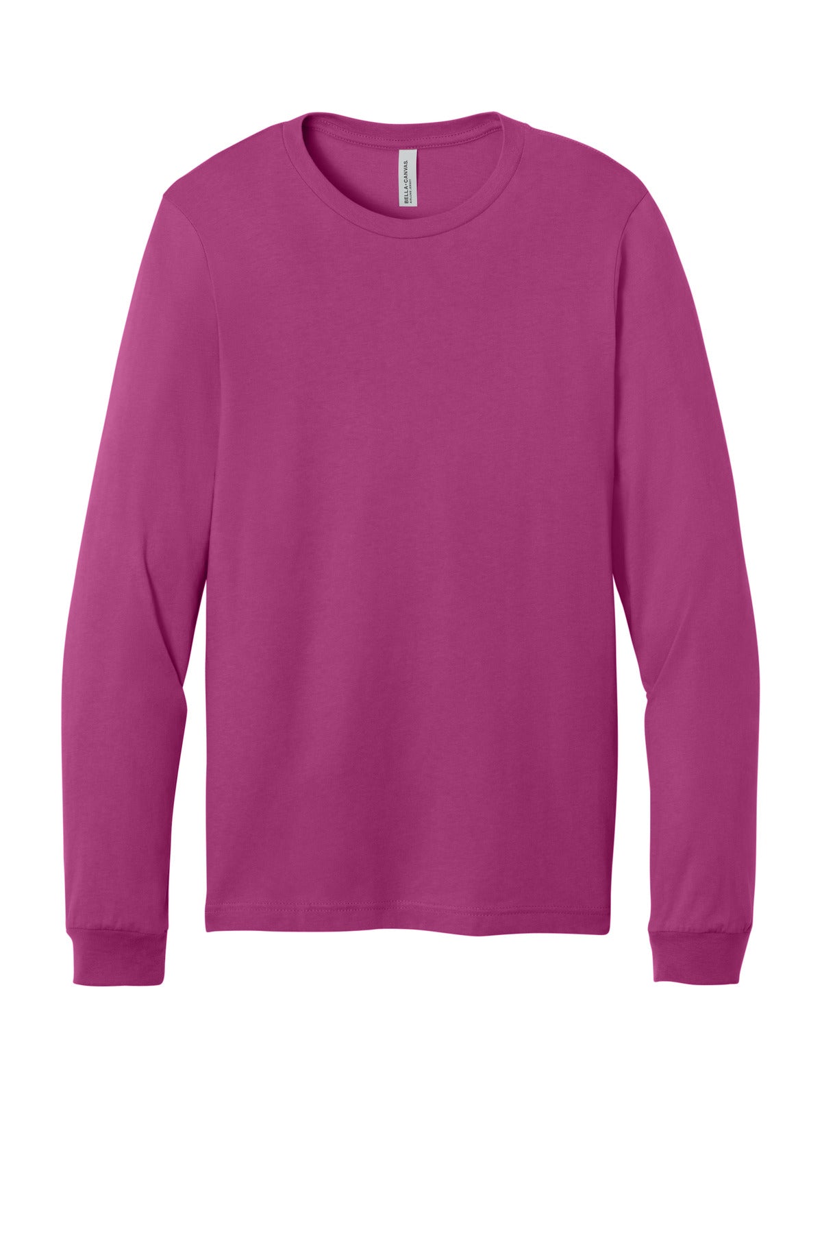 Front View of Berry BELLA+CANVAS Unisex Jersey Long Sleeve Tee. BC3501