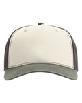 Front View of Birch/ Brown/ Loden Five-Panel Champ Trucker Cap - 112FPC