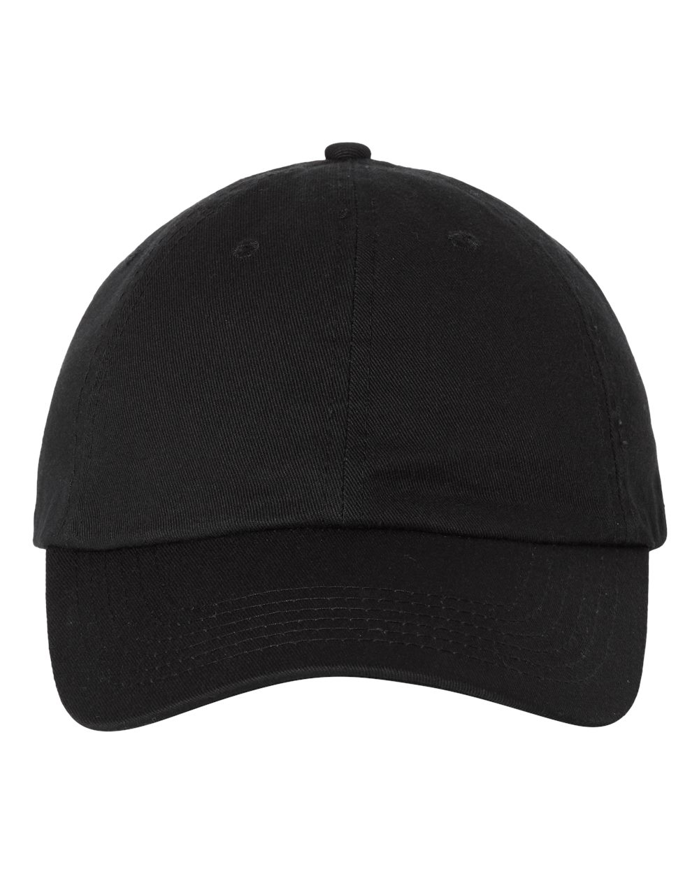 Front View of Black Bio-Washed Classic Dad Hat - VC300A
