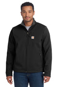 Front View of Black Carhartt Crowley Soft Shell Jacket. CT102199