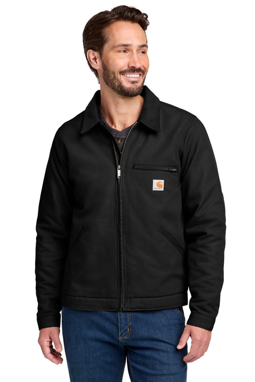Front View of Black Carhartt Duck Detroit Jacket CT103828
