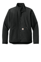Front View of Black Carhartt Rain Defender Soft Shell Jacket CT106438