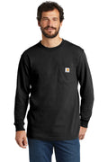 Front View of Black Carhartt Workwear Pocket Long Sleeve T-Shirt. CTK126