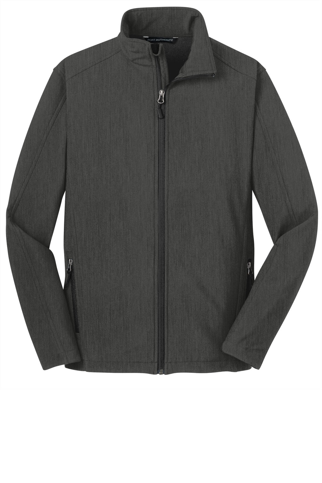 Front View of Black Char Hth Port Authority Core Soft Shell Jacket. J317