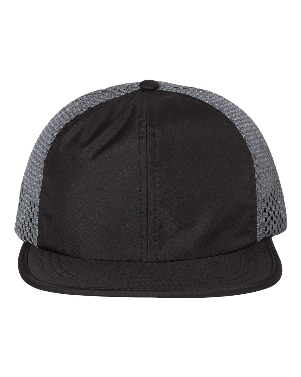 Front View of Black/ Charcoal Rogue Wide Set Mesh Cap - 935