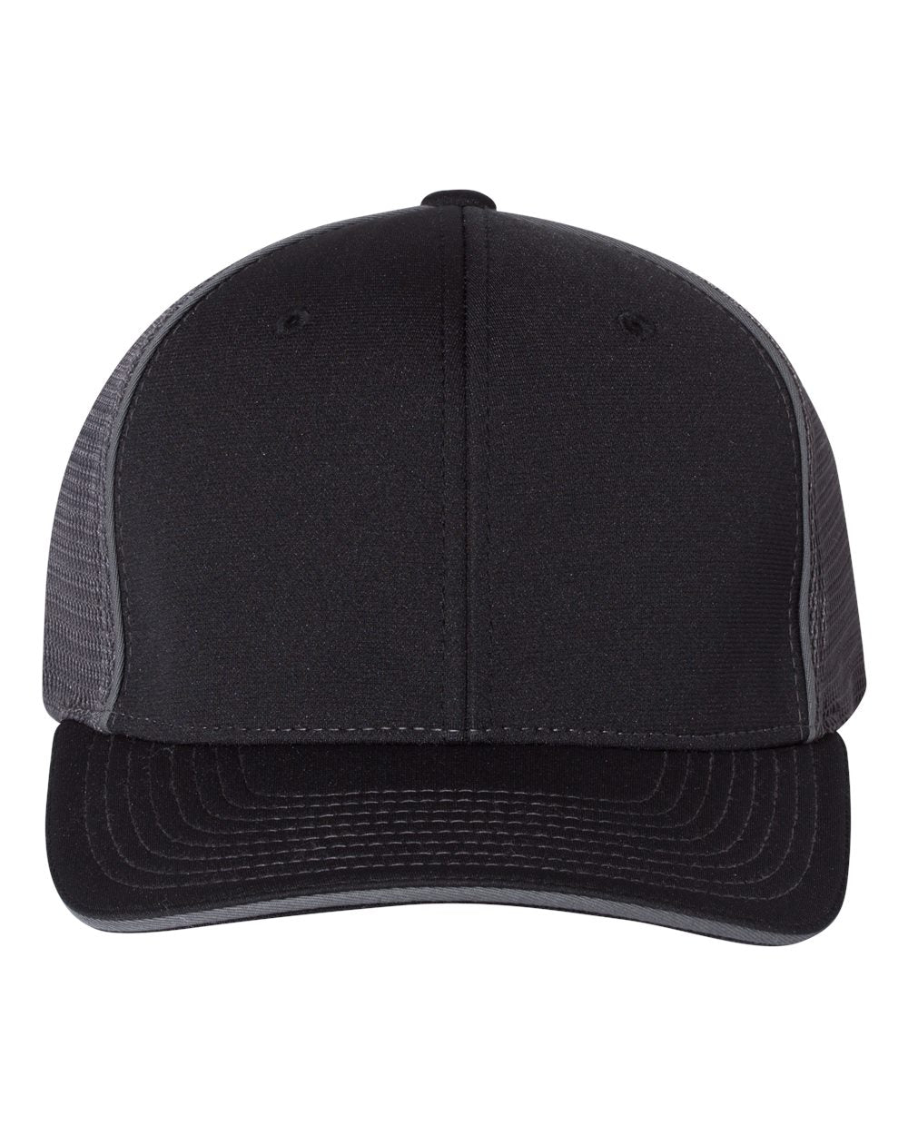 Front View of Black/ Charcoal Split Pulse Sportmesh R-Flex Cap - 172