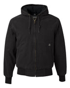 Front View of Black Cheyenne Boulder Cloth™ Hooded Jacket with Tricot Quilt Lining - 5020