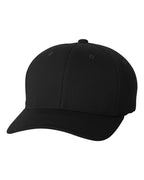 Front View of Black Cool & Dry Piqué Mesh Cap - 6577CD