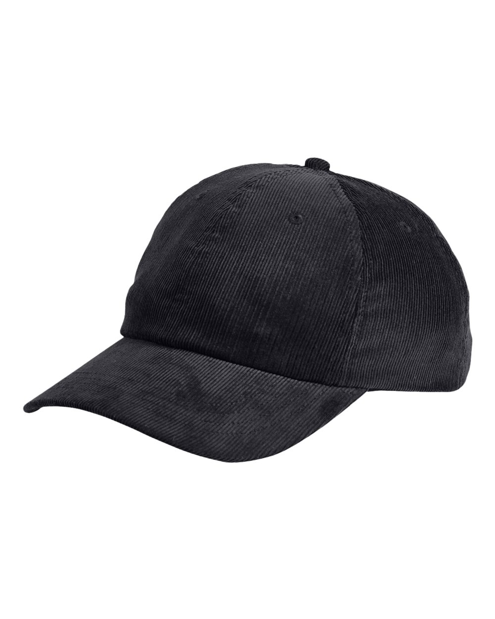 Front View of Black Corduroy Cap - BA703