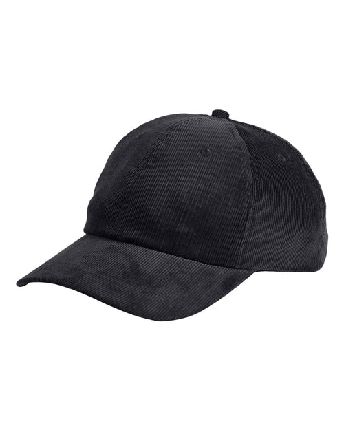 Front View of Black Corduroy Cap - BA703