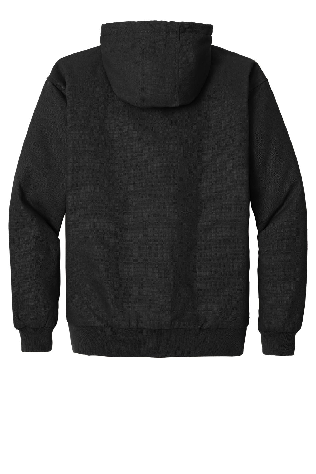 Front View of Black CornerStone - Duck Cloth Hooded Work Jacket. J763H