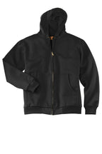 Front View of Black CornerStone - Heavyweight Full-Zip Hooded Sweatshirt with Thermal Lining. CS620