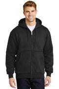 Front View of Black CornerStone - Heavyweight Full-Zip Hooded Sweatshirt with Thermal Lining. CS620