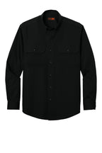 Front View of Black CornerStone Long Sleeve Select Ripstop Shirt CSW174