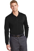 Front View of Black CornerStone Select Snag-Proof Long Sleeve Polo. CS412LS