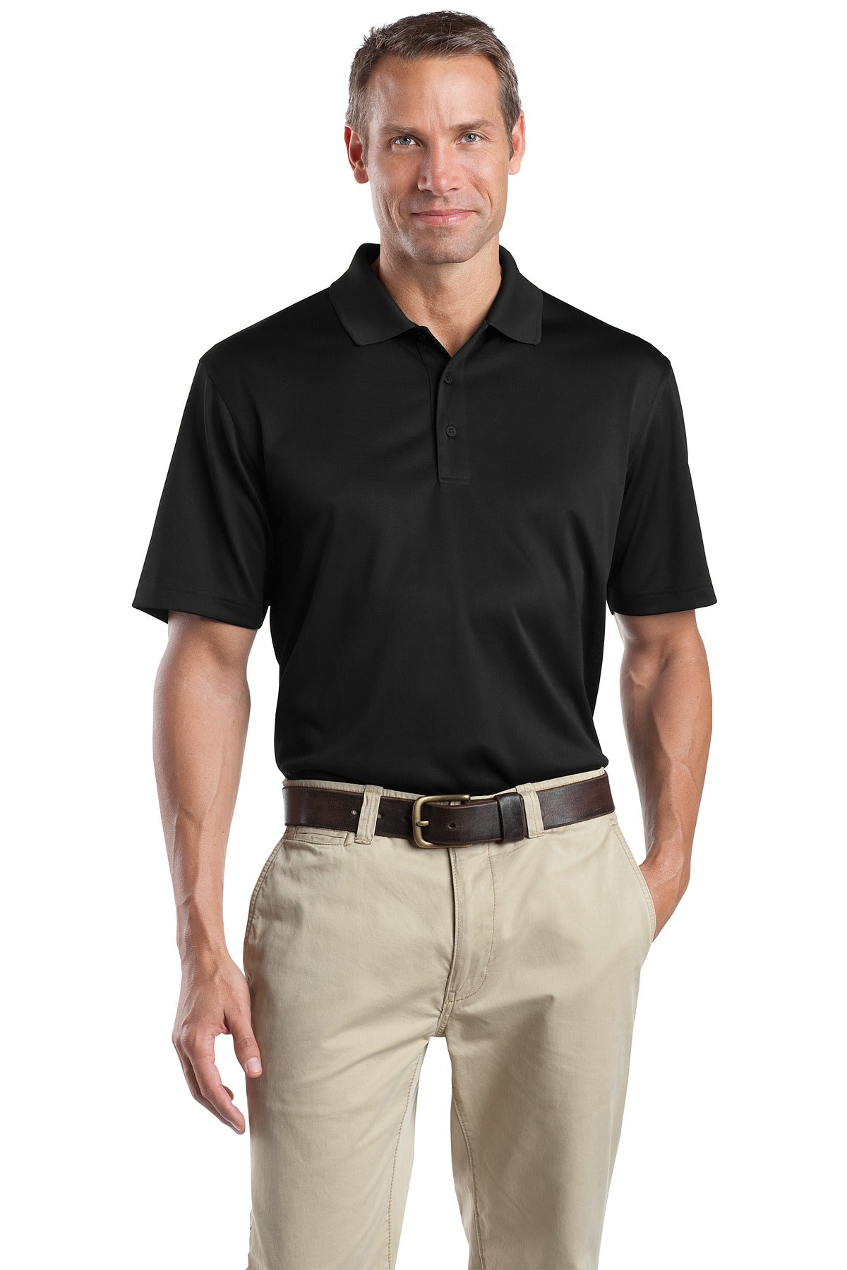 Front View of Black CornerStone - Select Snag-Proof Polo. CS412