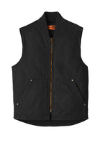Front View of Black CornerStone Washed Duck Cloth Vest. CSV40