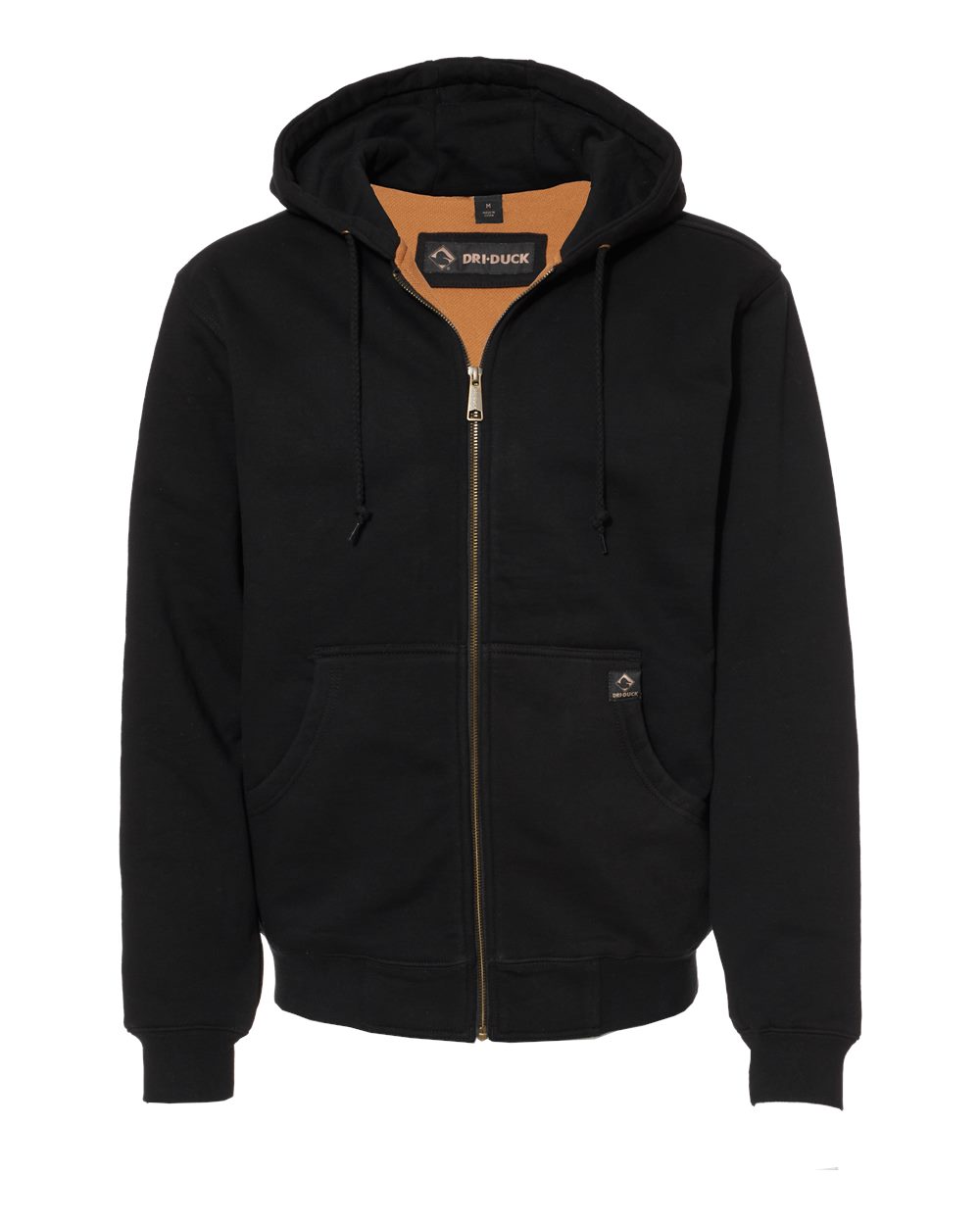 Front View of Black Crossfire Heavyweight Power Fleece Hooded Jacket with Thermal Lining - 7033
