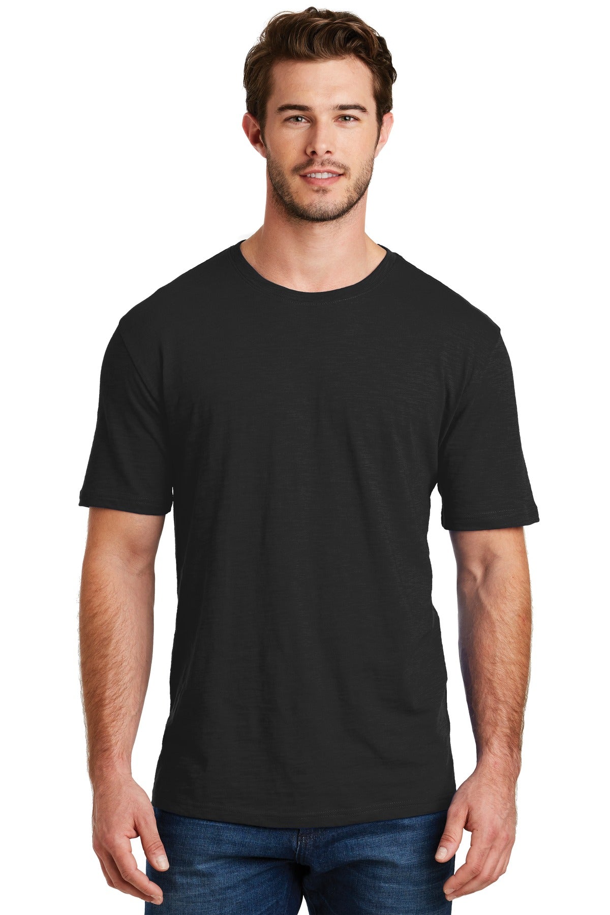 Front View of Black District Perfect Blend CVC Tee. DM108