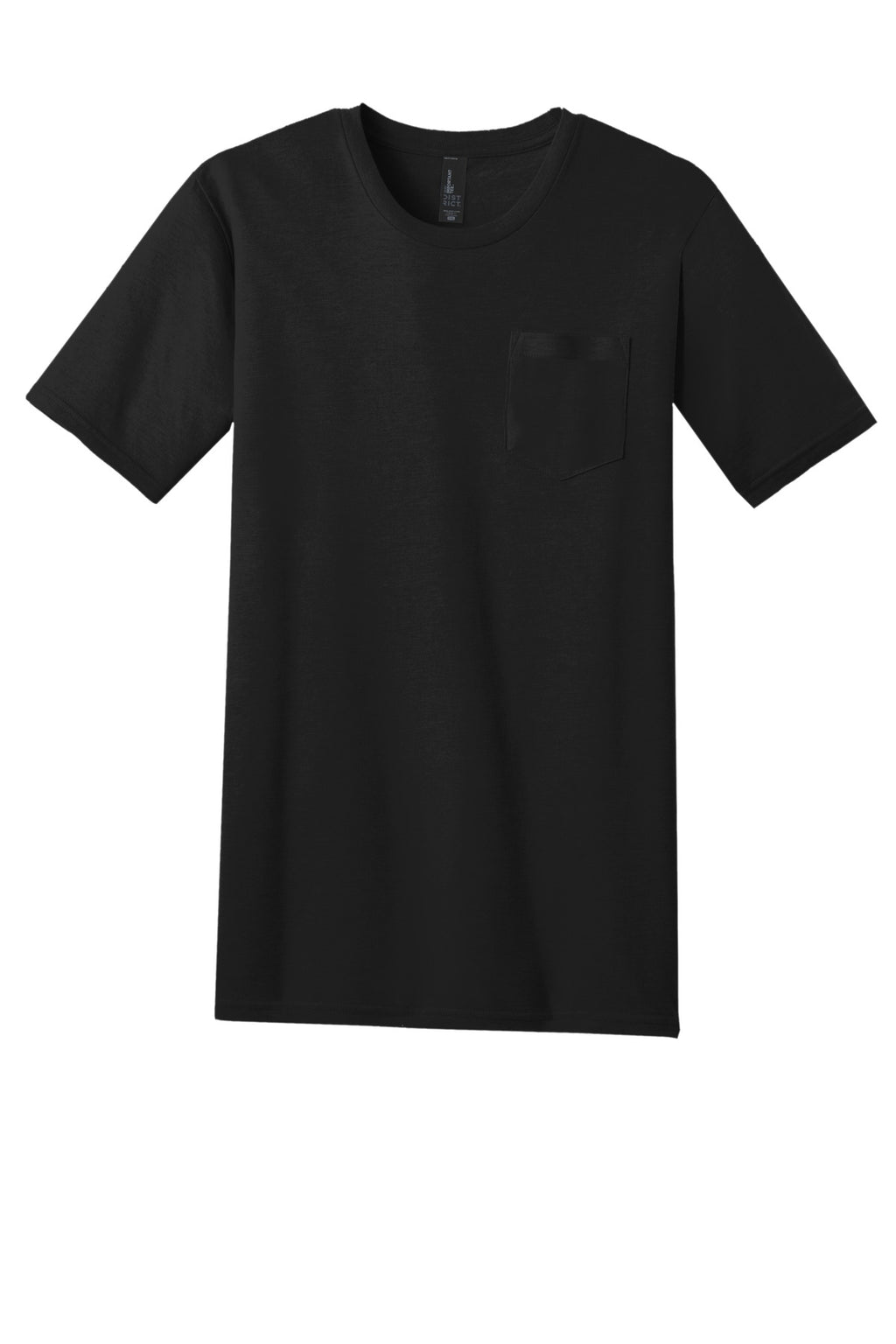 Front View of Black District Very Important Tee with Pocket. DT6000P