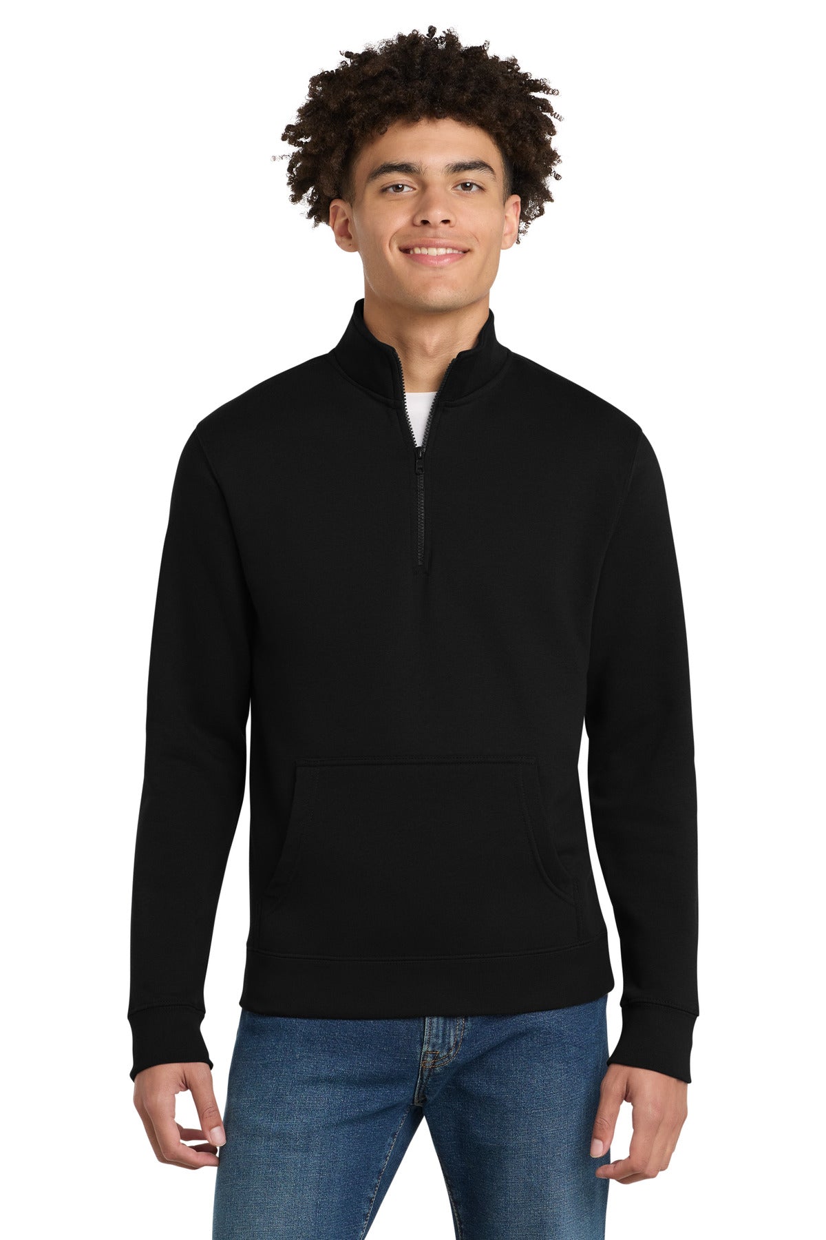 Front View of Black District V.I.T. Fleece 1/4-Zip DT6106