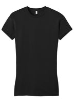 Front View of Black District Women's Fitted Very Important Tee . DT6001