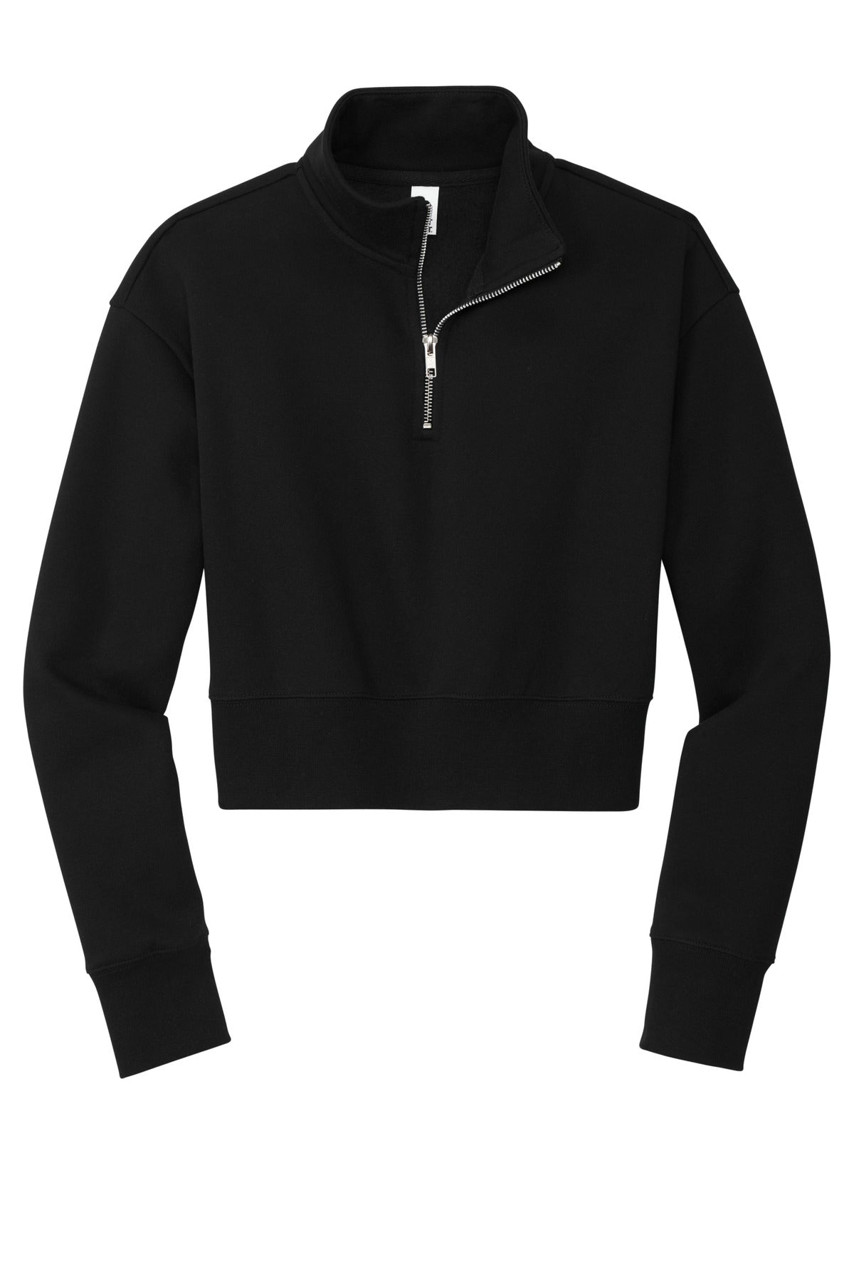 Front View of Black District Women's V.I.T. Fleece 1/2-Zip DT6111
