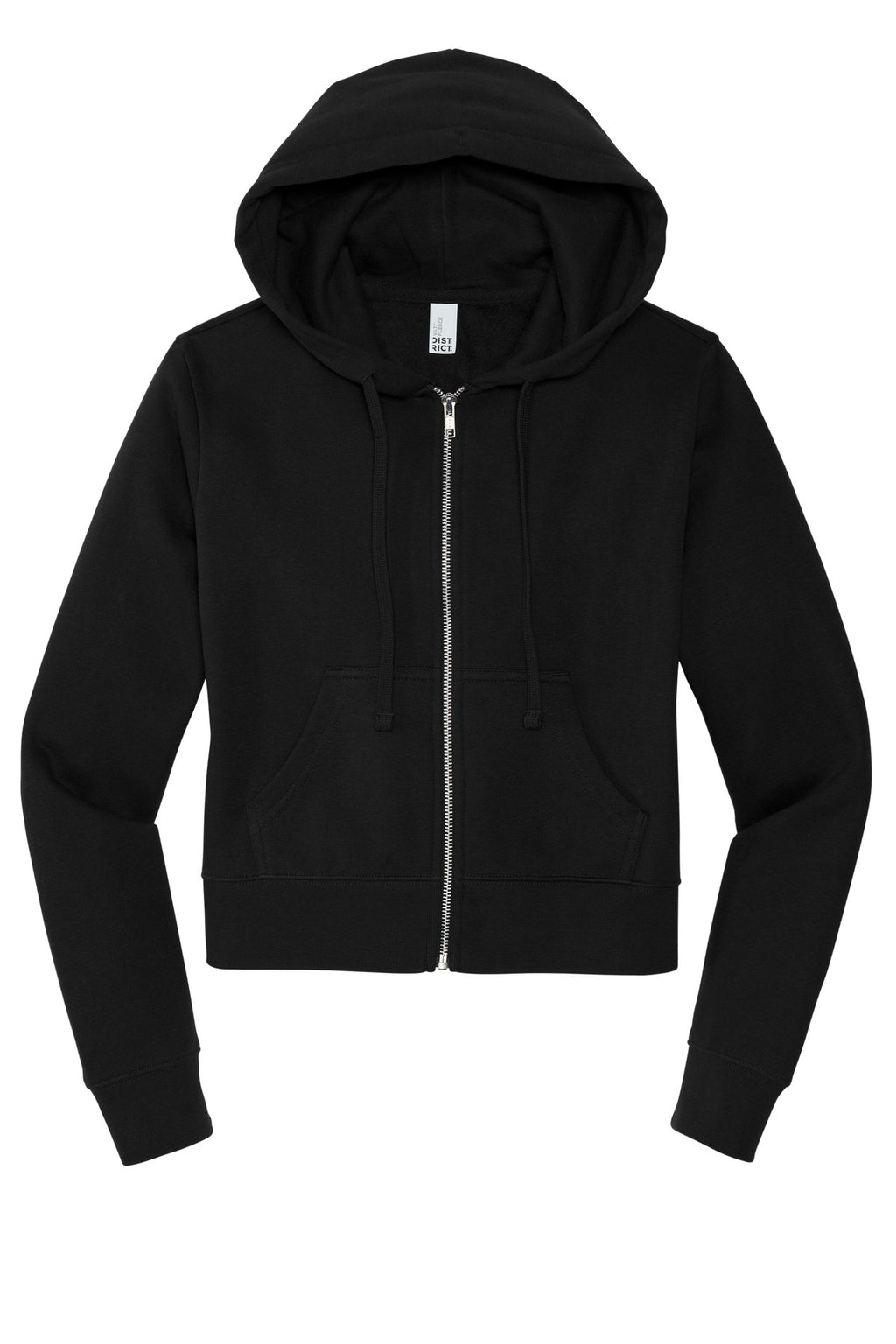 Front View of Black District Women's V.I.T. Fleece Full-Zip Hoodie DT6103